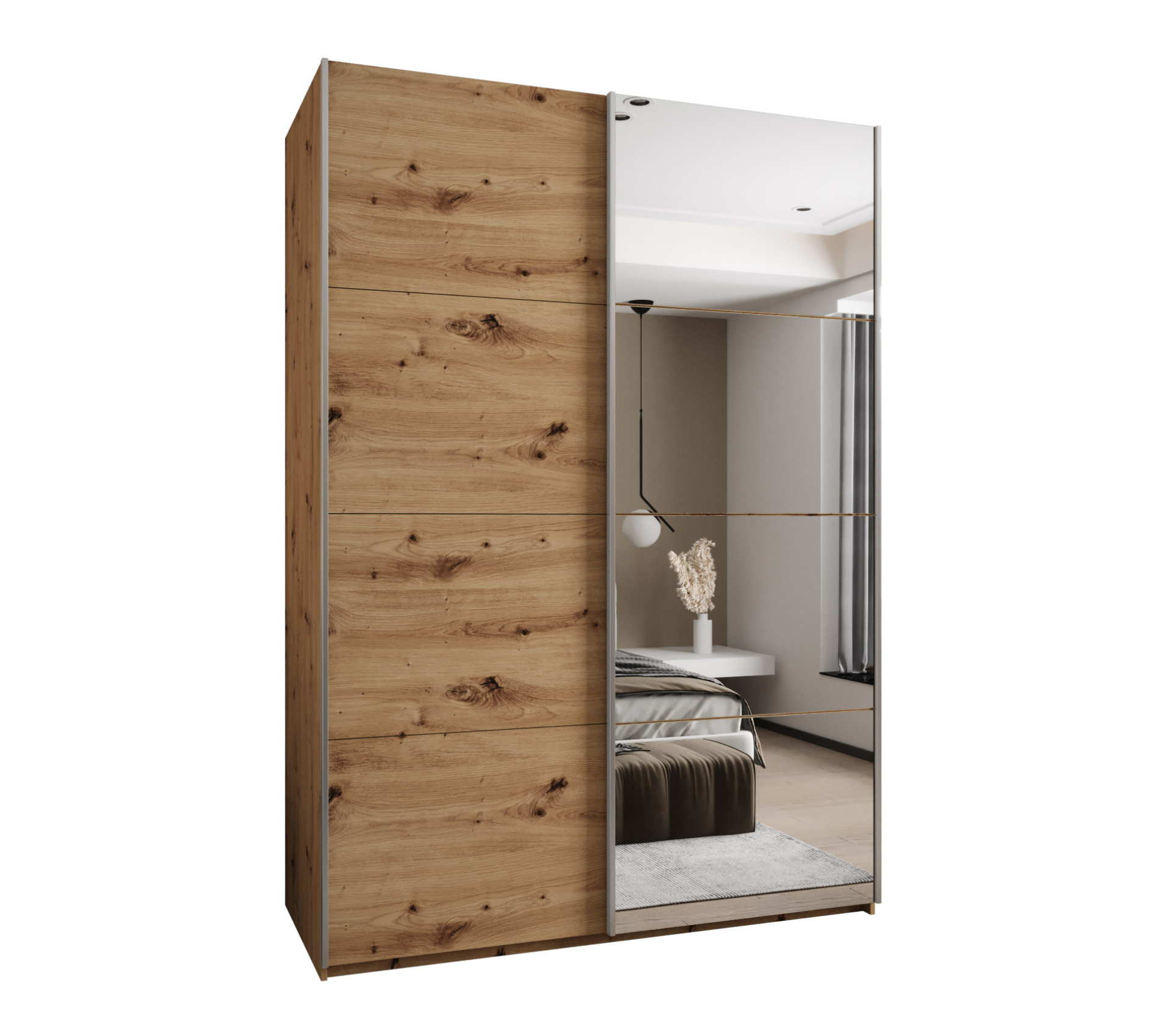 Szafa przesuwna wysoka Lux 3 180 x 64 x 245,5 cm artisan + artisan + u. srebrny - Abiks Meble
