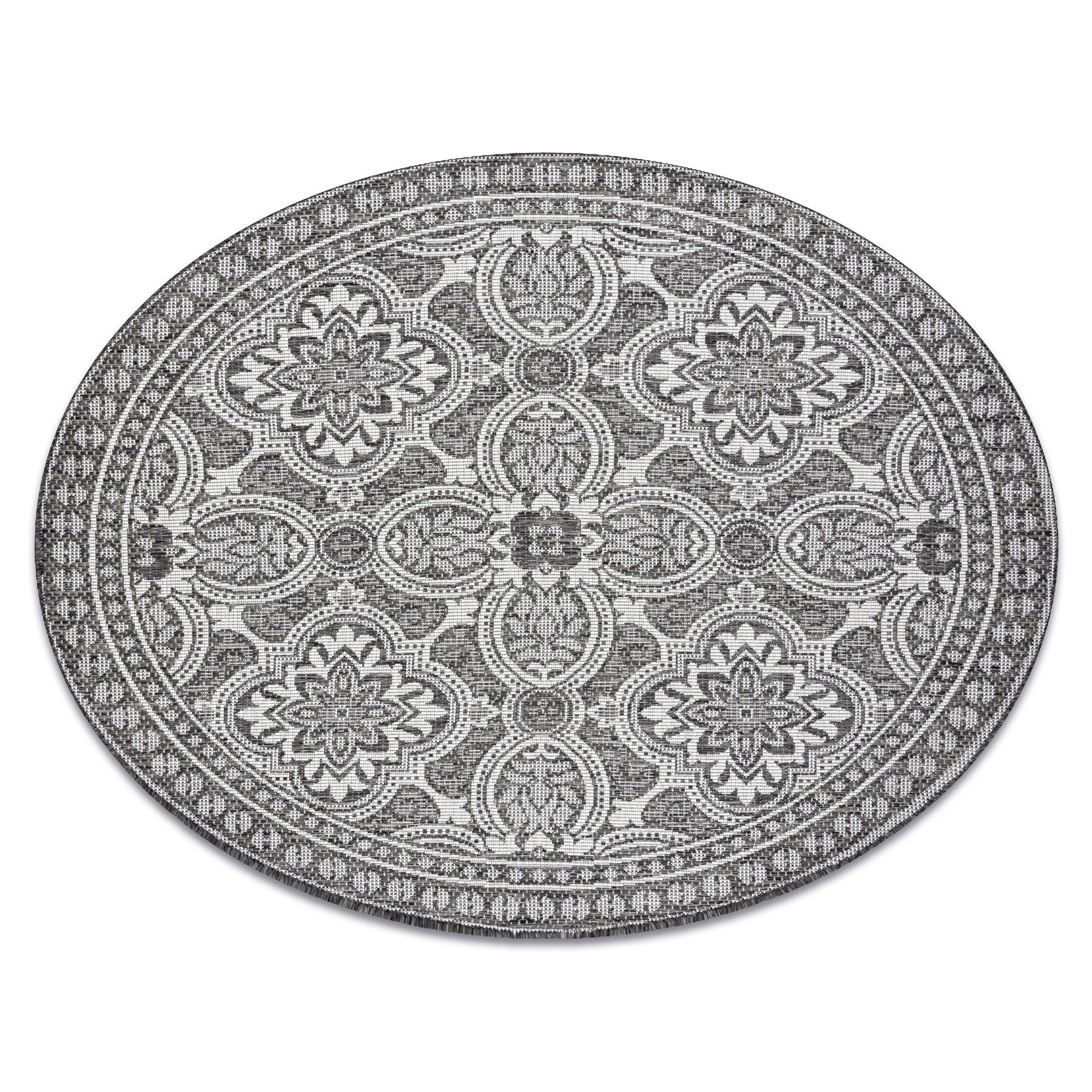 Dywan SZNURKOWY SIZAL LOFT 21193 koło BOHO kość słoniowa/srebrny/szary koło 160 cm