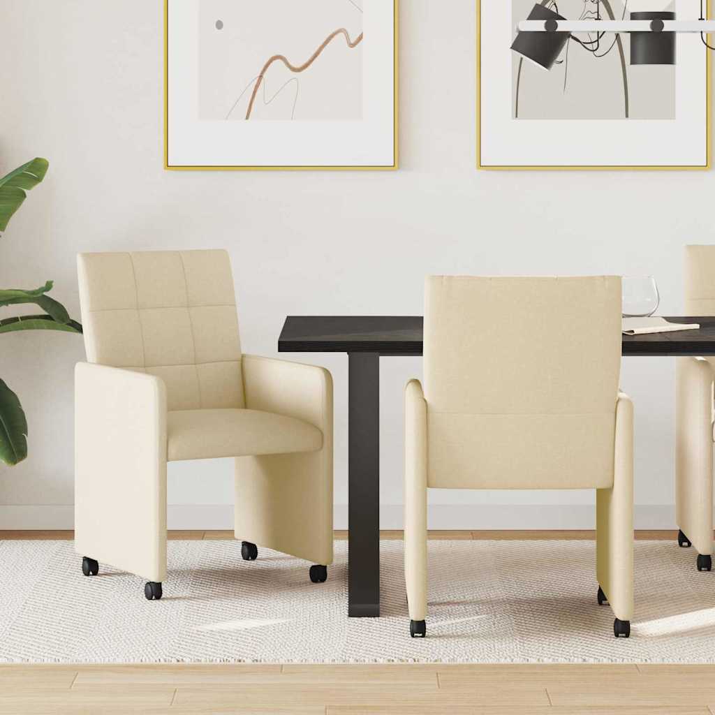 Krzesełka jadalne na kółkach 2 pcs Kremowy 58 x 65 x 94 cm vidaXL