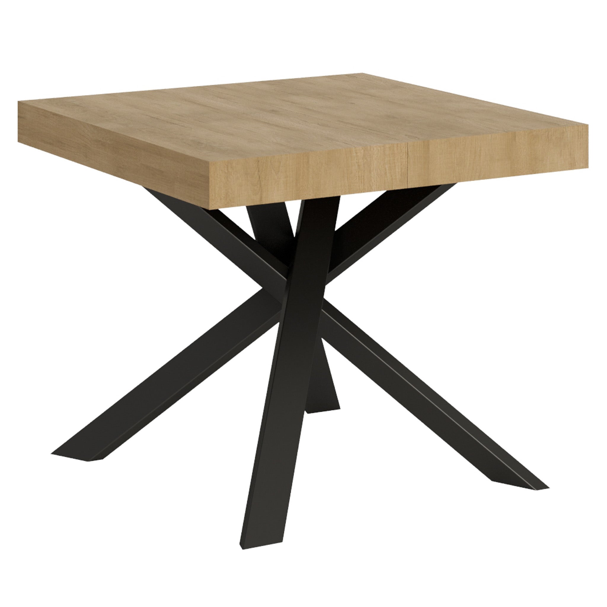 Mesa de trabajo Clerk de 90x90 cm con apertura rápida, 194 cm, madera de roble veteada moderna color antracita.