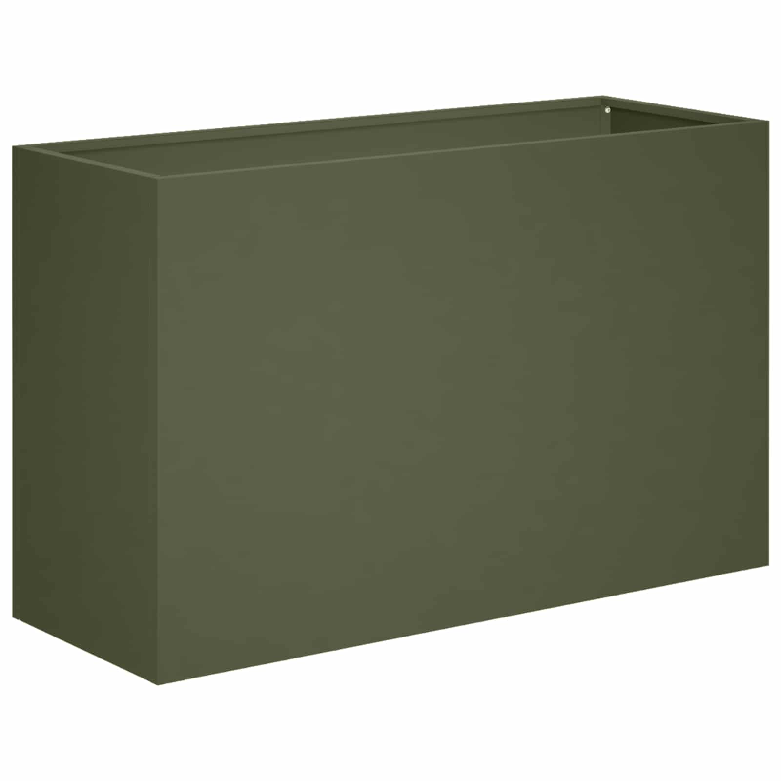 Donica Ogrodowa Stalowa 80x30x50 cm Oliwkowa na Taras na Balkon na Kwiaty