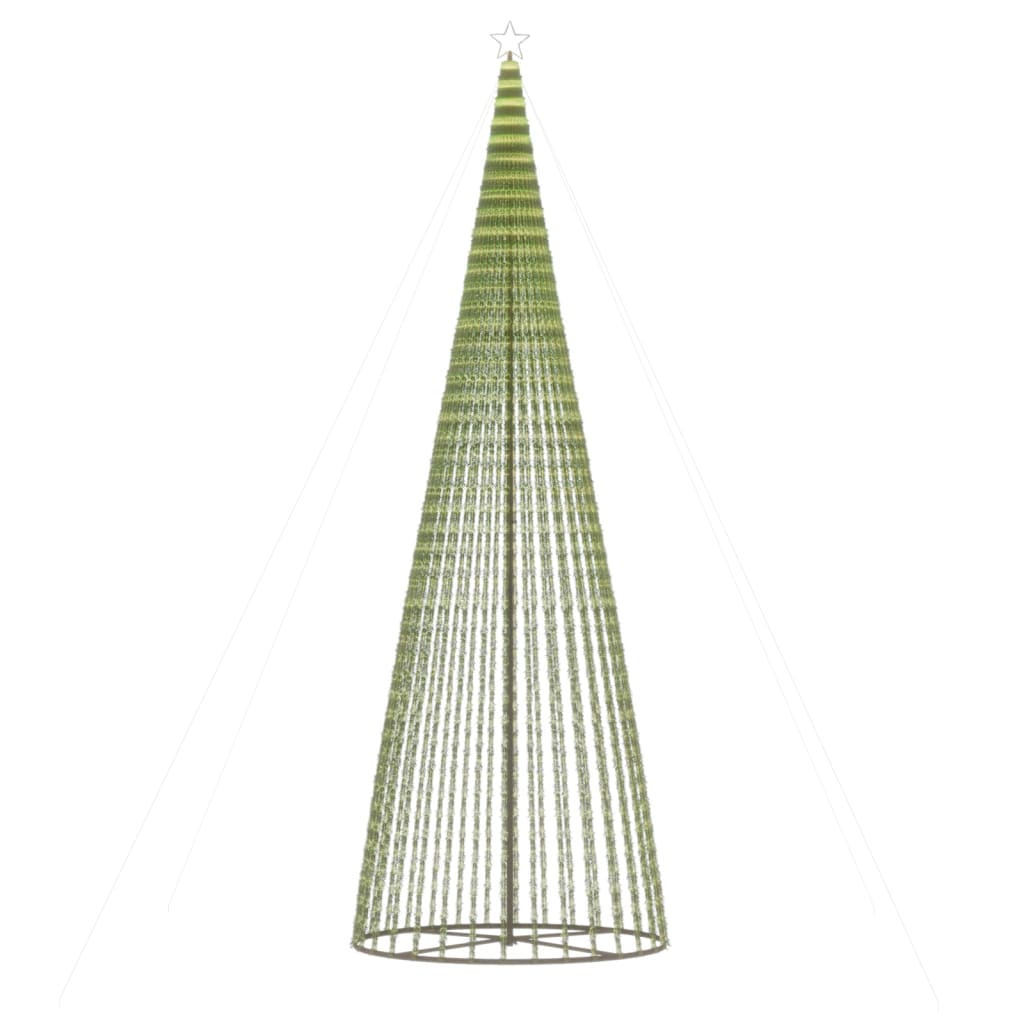 Choinka LED Zewnętrzna 500 cm Ciepła Biel z Gwiazdą i Podstawą