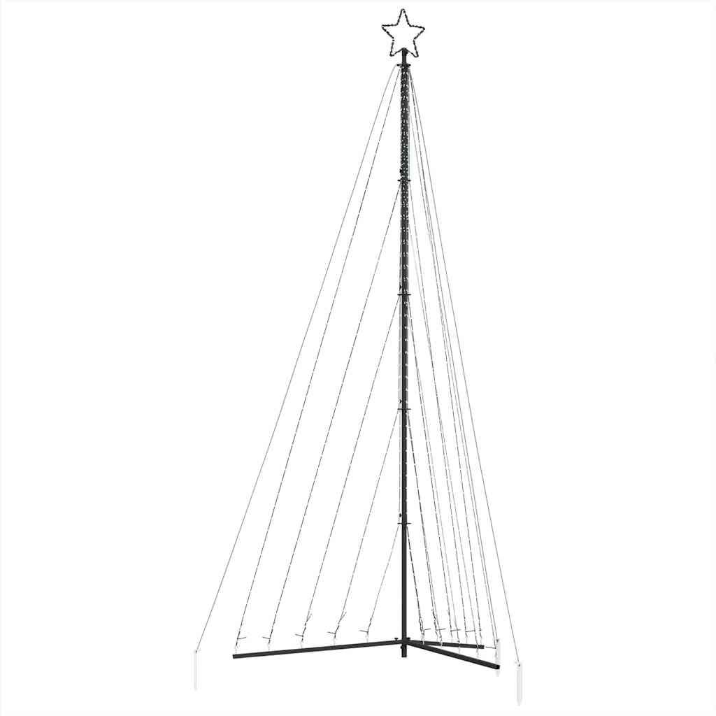 Choinka LED Zewnętrzna 399 cm Ciepła Biel z Gwiazdą i Podstawą