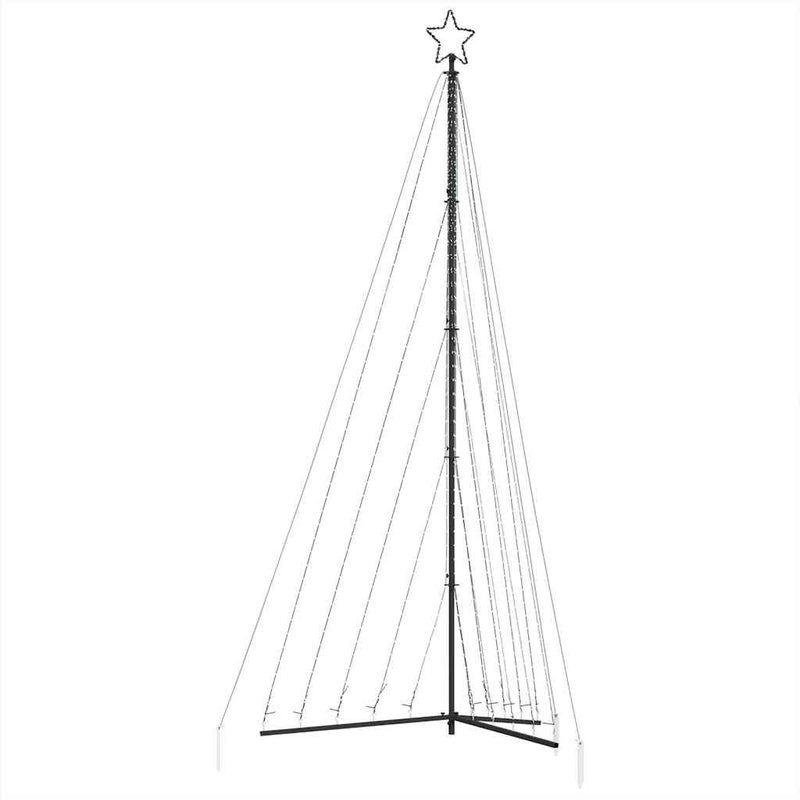 Choinka LED Zewnętrzna 399 cm Ciepła Biel z Gwiazdą i Podstawą