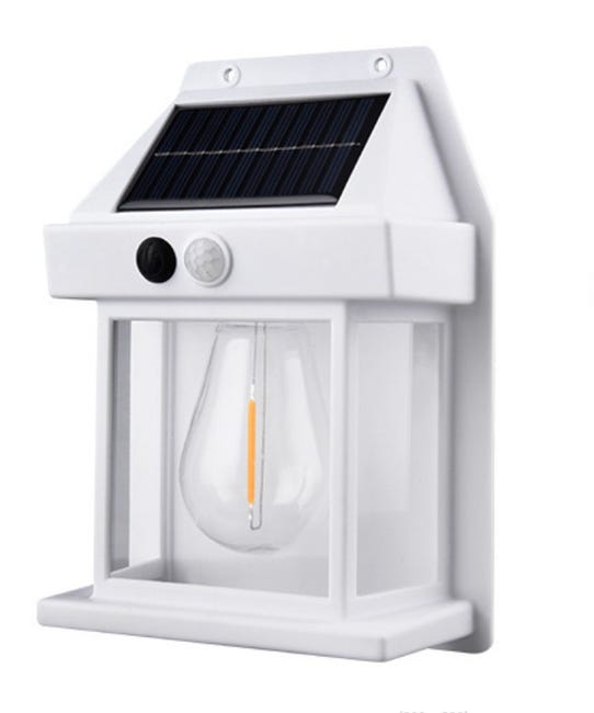 Bezprzewodowa lampa ścienna zewnętrzna zasilana energią słoneczną z automatycznym czujnikiem zmierzchu i świtu, oświetlenie LED, ciepłe białe światło
