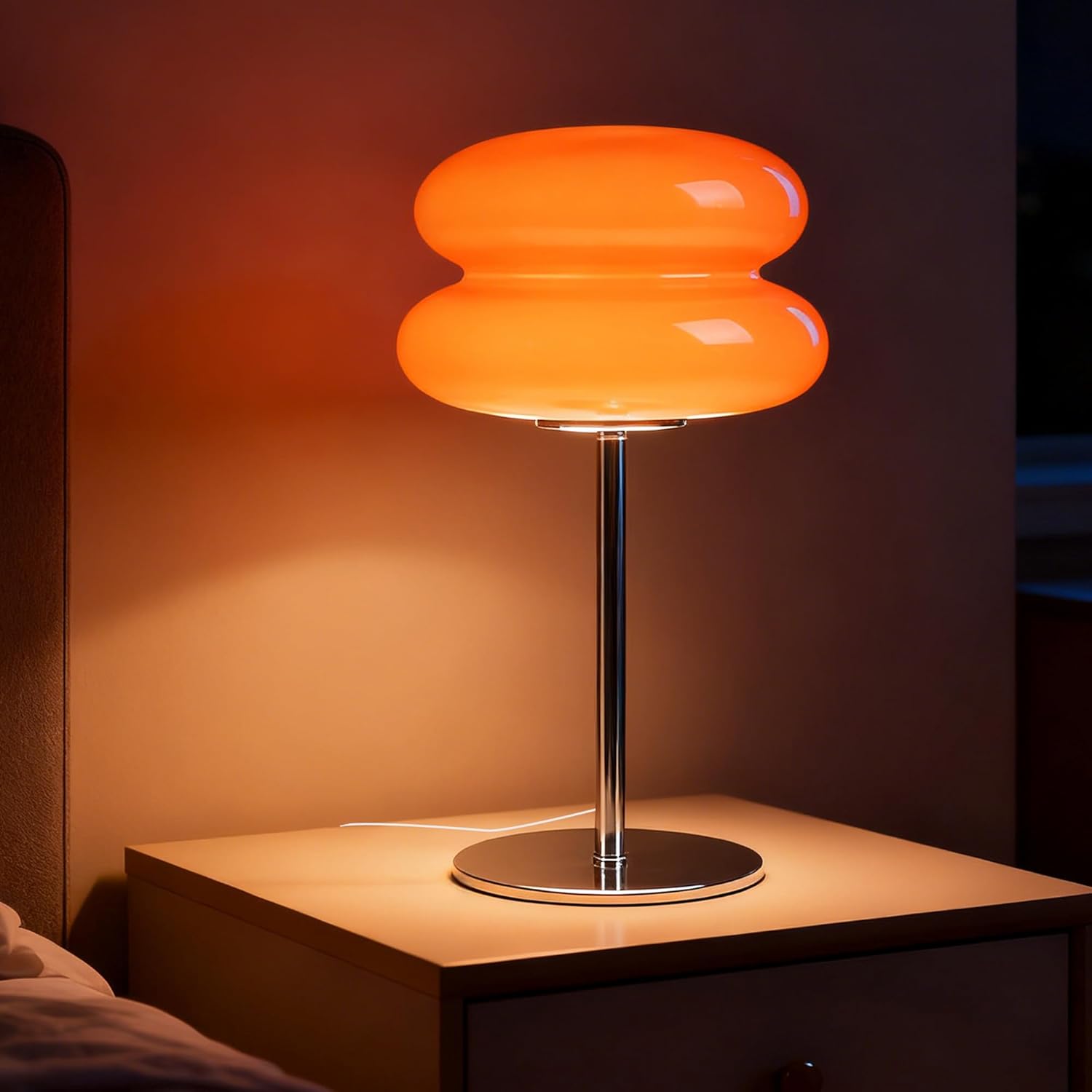 Lampka nocna w kształcie grzybka, nowoczesna lampka stołowa do sypialni, retro trójkolorowa lampa nastrojowa (interfejs USB)
