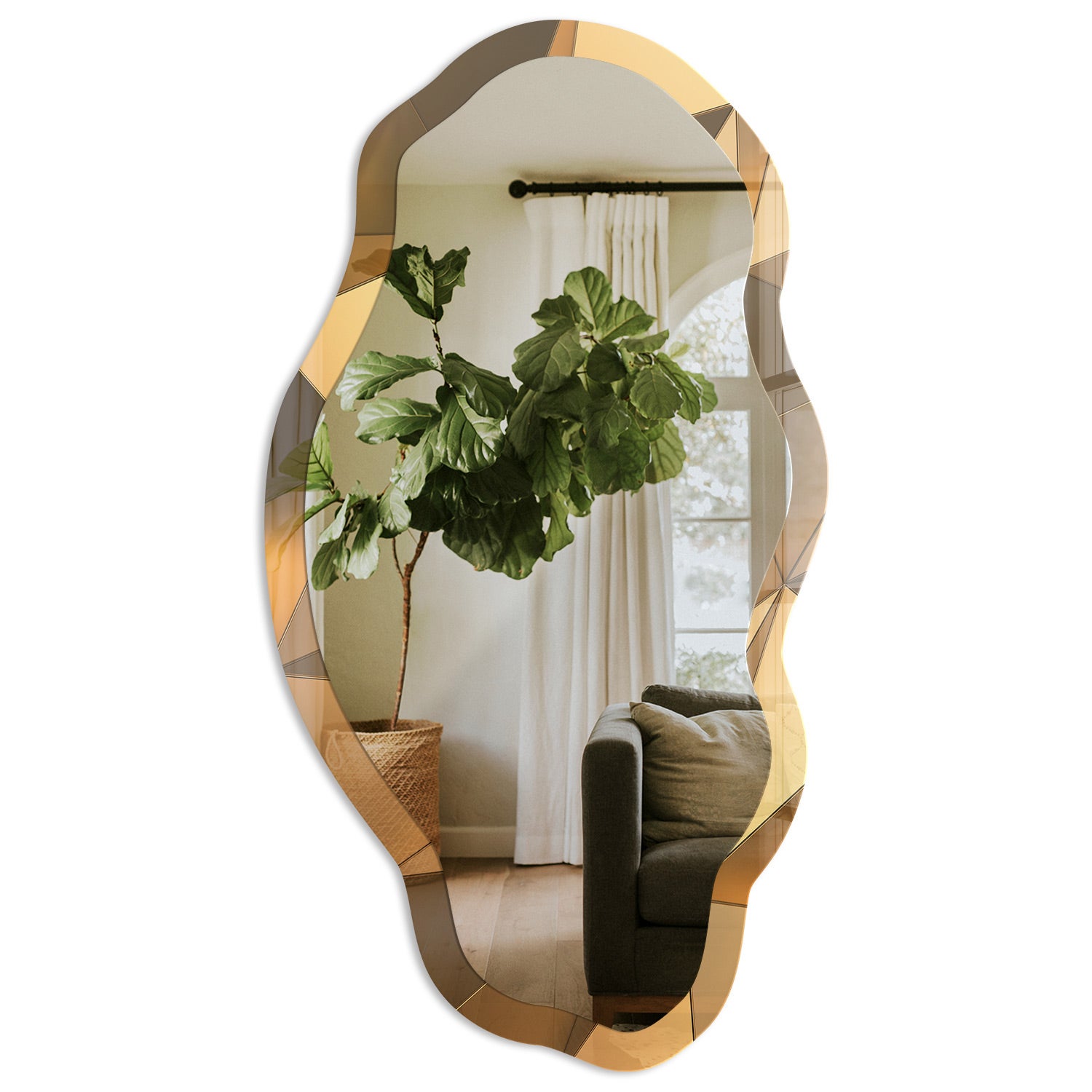 Stylowe lustro designerskie z hartowanego szkła - Przestrzenny wzór 52x97cm