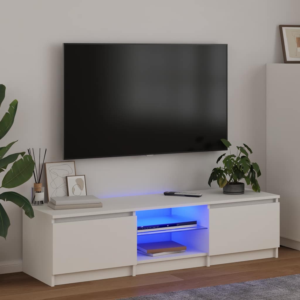 Stojak na telewizor vidaXL z oświetleniem LED 140x40x36 cm biały