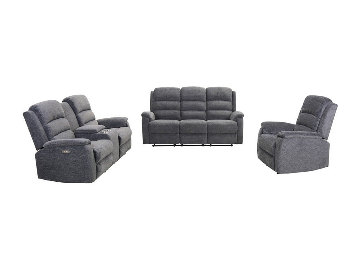 Kanapa 3+2+1 z tkaniny z elektryczną funkcją relax NEVERS - Szara