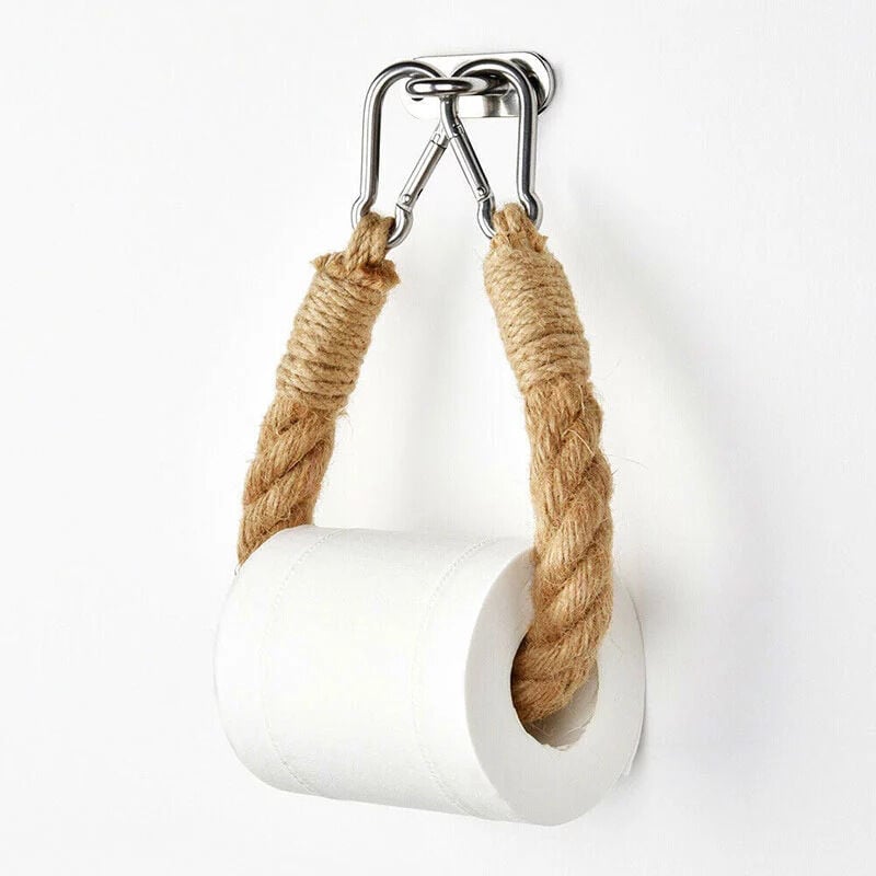 szt. Drewniany uchwyt na papier toaletowy do łazienki, uchwyt na papier toaletowy w stylu vintage, uchwyt na ręczniki z konopnej liny do łazienki