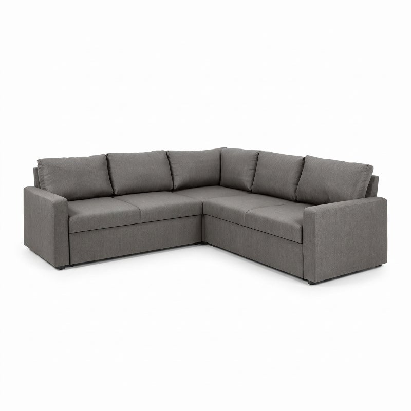 Sacramento sofa narożna ukryte miejsce do przechowywania oraz wysuwane łóżko jasnoszary.
