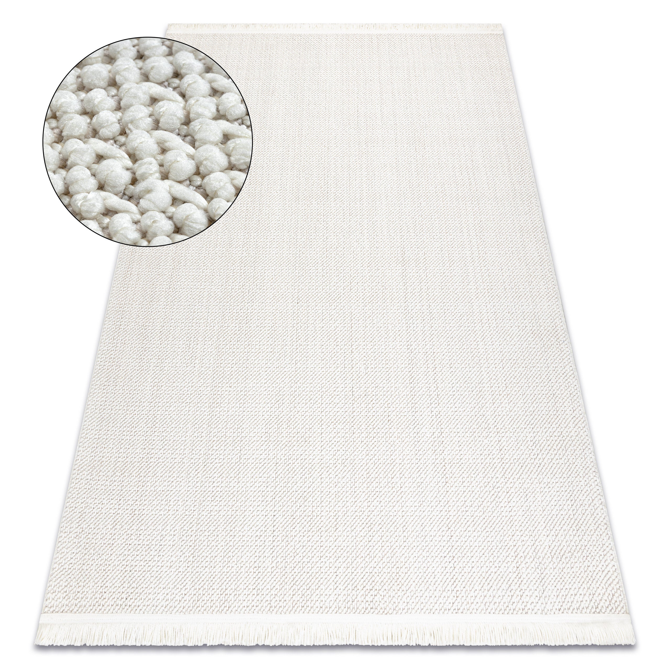 Dywan NANO FH93A Jednolity, pętelkowy, płasko tkany biały 80x150 cm