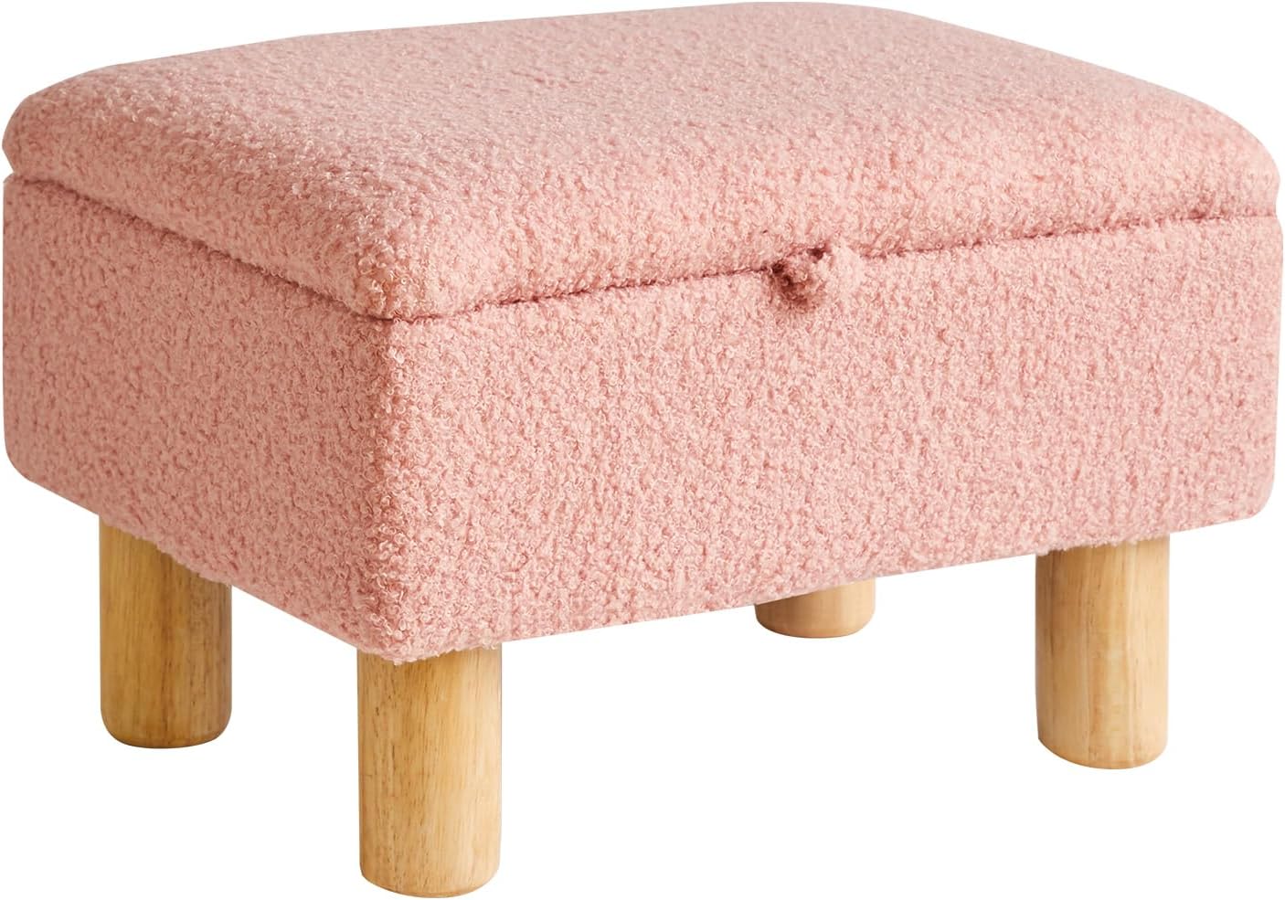taboret z funkcją przechowywania, tapicerowany osmański taboret z sztuczonym futrem typu teddy.