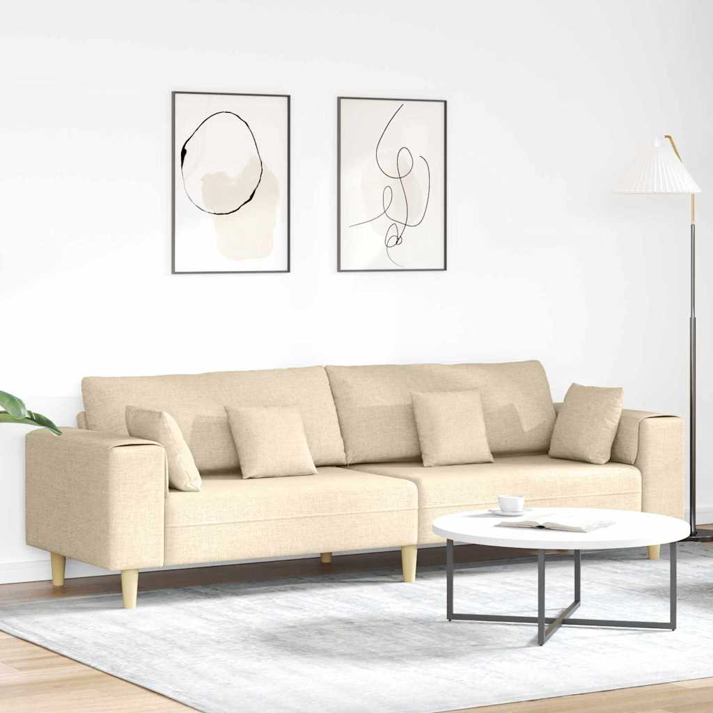 Sofa z poduszką Kremowy 250 x 77 x 76 cm tkanina vidaXL