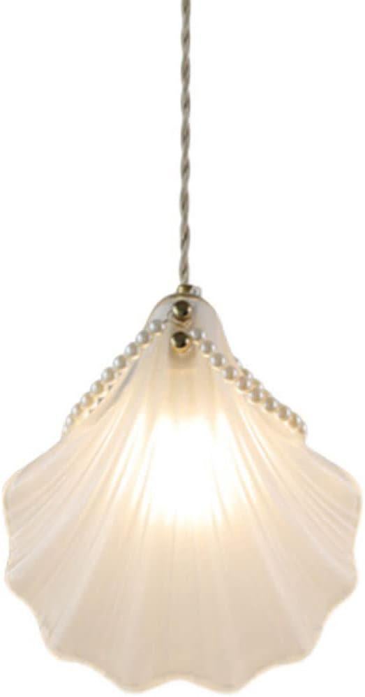 Kreatywna lampa wisząca z jedną głowicą, prosta biała lampa wisząca ze szkła, dekoracyjna lampa wisząca w kształcie muszli, idealna do garderoby pod o