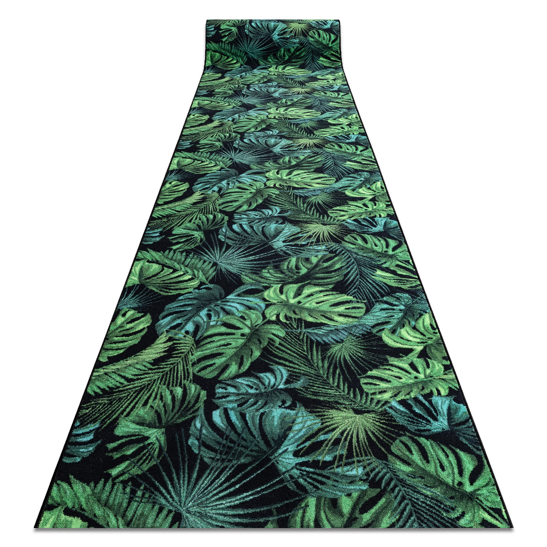 CHODNIK podgumowany MONSTERA Liście guma zielony 67 cm 67x420 cm