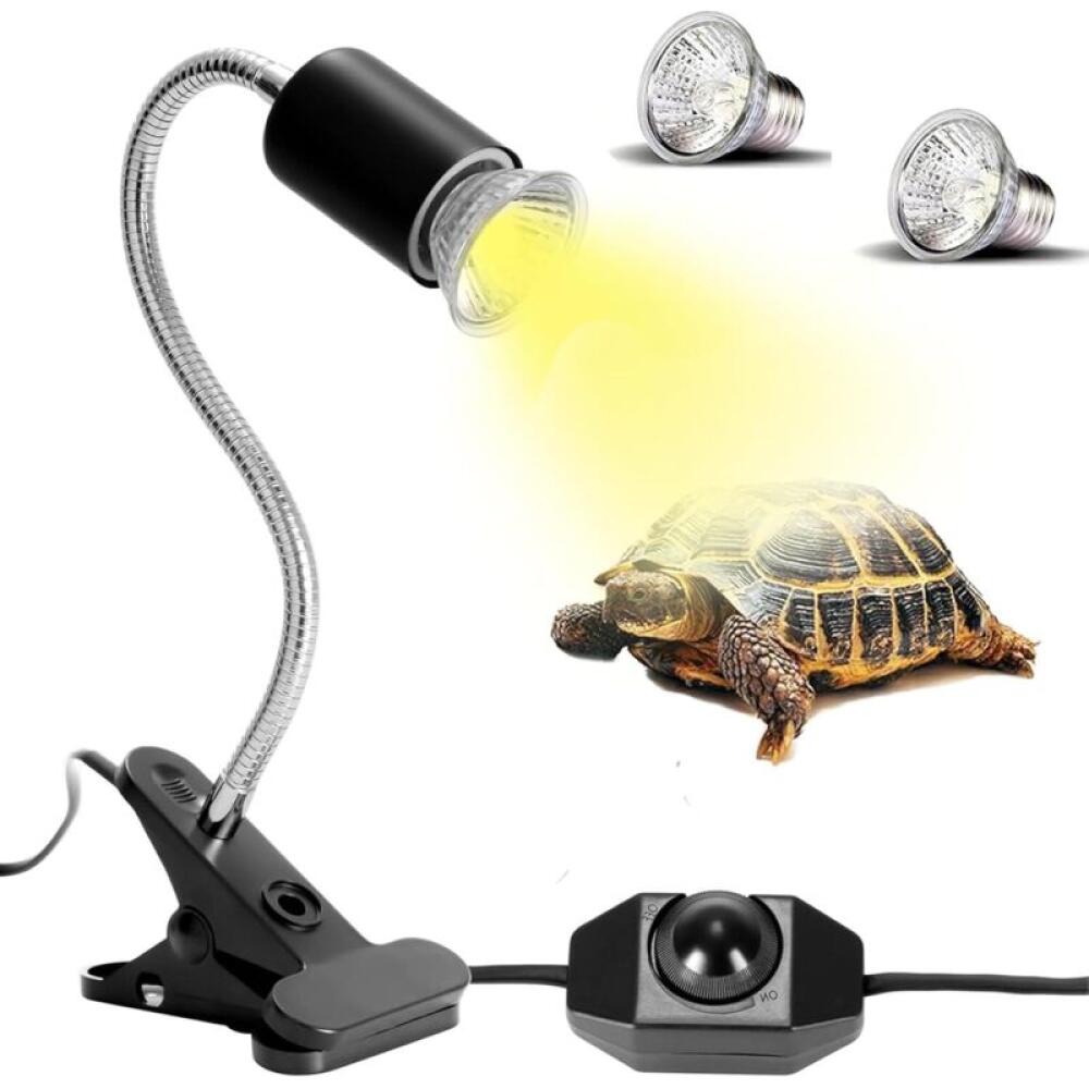 Lampa grzewcza dla gadów – żarówki UVA/UVB 25 W/50 W – obrót o 360° – trwała ceramika – dla żółwi, jaszczurek, węży