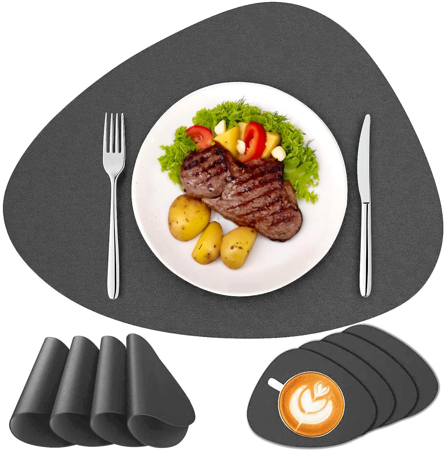 Podkładki pod talerz na stół Trival Grey PVC maty pod talerz 8szt