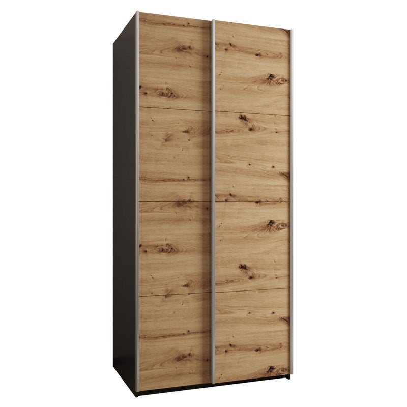 Szafa przesuwna wysoka Lux 1 100 x 64 x 245,5 cm czarny + artisan + u. srebrny - Abiks Meble