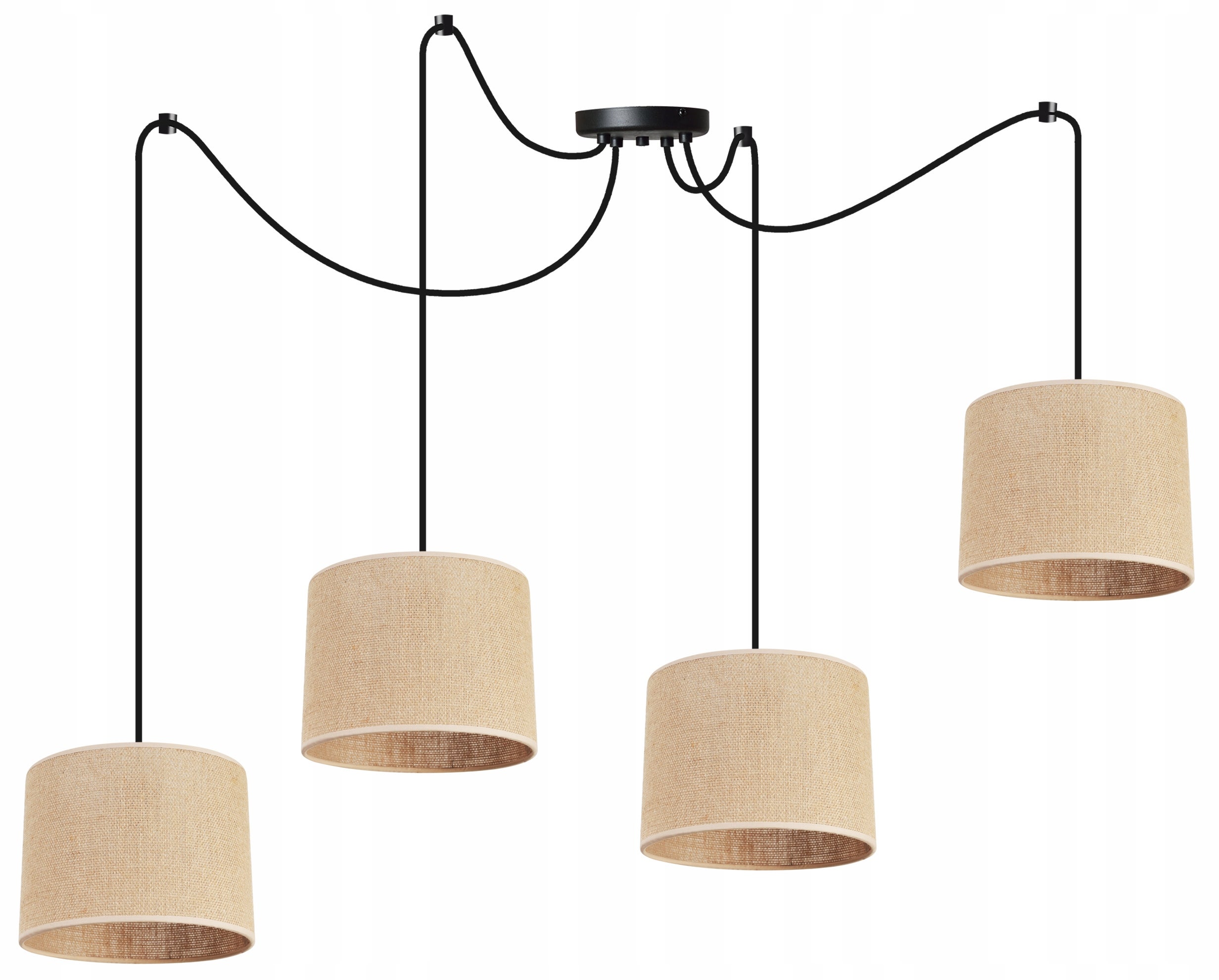 Lampa sufitowa wisząca Light Home LH Spider Juta 4x E27 abażur cylindryczny beżowy nowoczesna