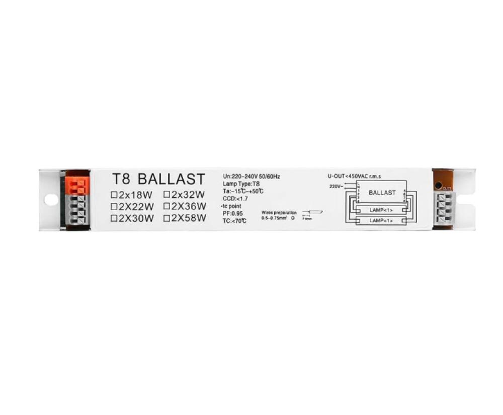Statecznik elektroniczny do świetlówek T8, 220-240V AC, 2 x 18W, szeroki zakres napięcia