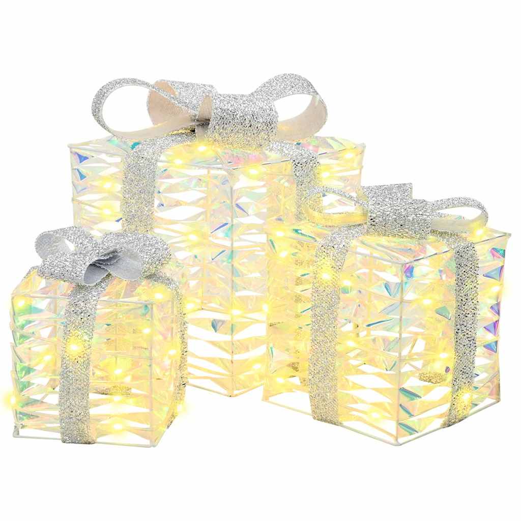 3x Pudełko Prezentowe LED 20 cm Ciepła Biel 150 LED USB