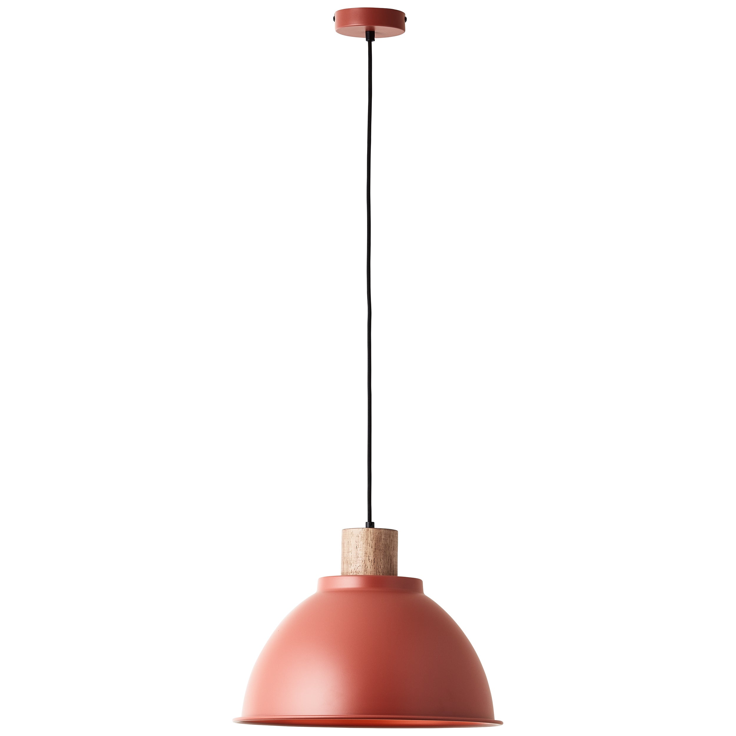 Brilliant Lampa wisząca Erena 38cm czerwony metal/drewno 1x A60, E27, 60 W, pasuje do zwykłej żarówki (brak w zestawie)