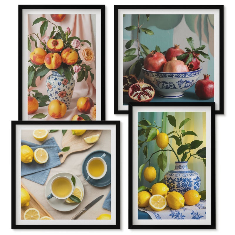 Zestaw obrazów w ramie - 4 części | Stylowe postacie i rośliny postery Henri Matisse | Czarna ramka