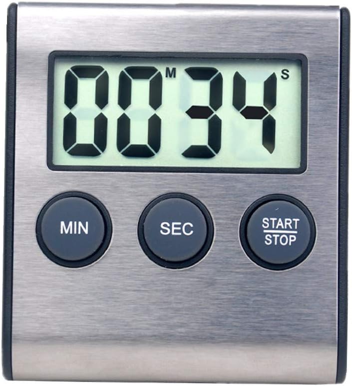 Czarny mini cyfrowy timer, 100-minutowy licznik i stoper, do kuchni, sportu, nauki, spotkań, parkowania, leczenia, ze stali nierdzewnej