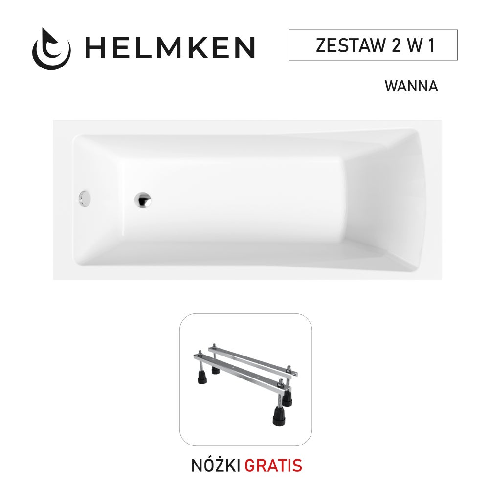 Wanna akrylowa Helmken Aurora 160x70 z akrylu lanego ze wzmocnionym korpusem / 35010060