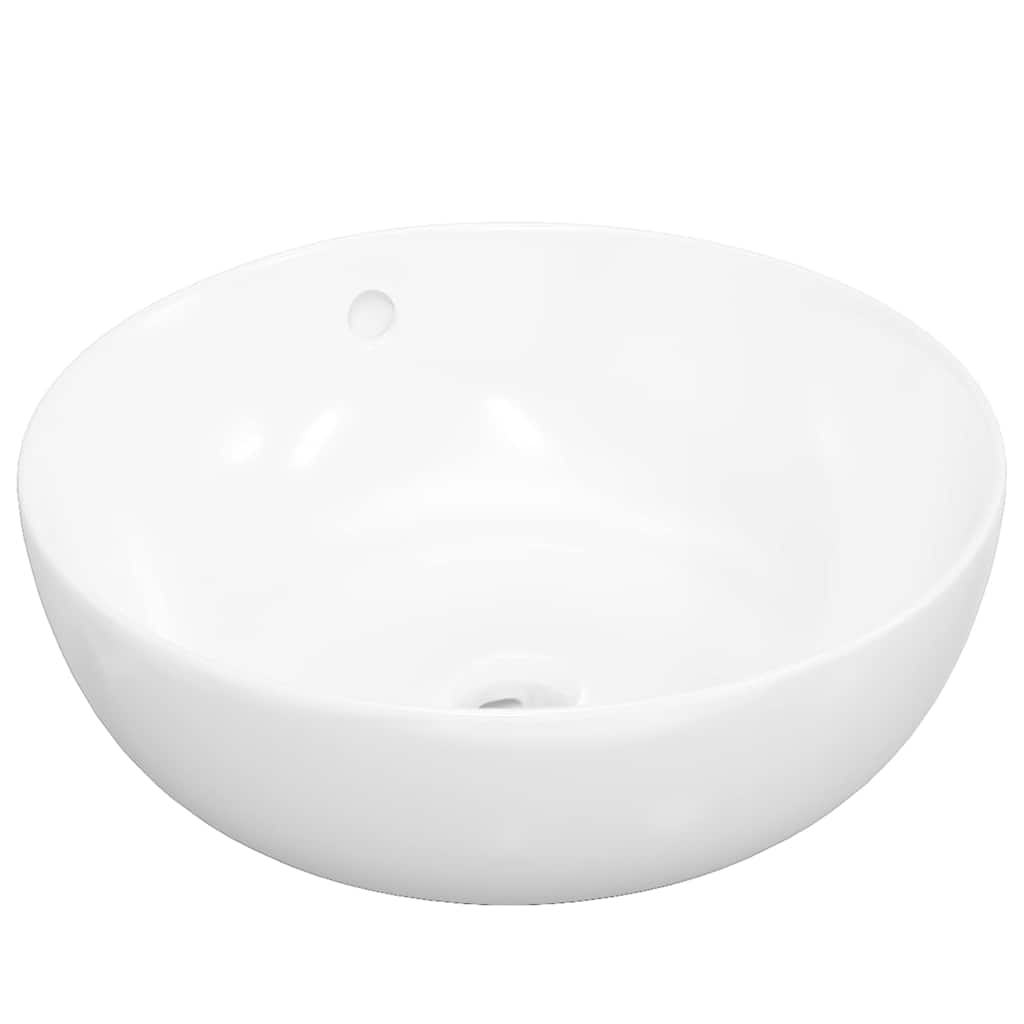 Umywalka Nablatowa Ceramiczna Okrągła Biała do Łazienki 44 cm