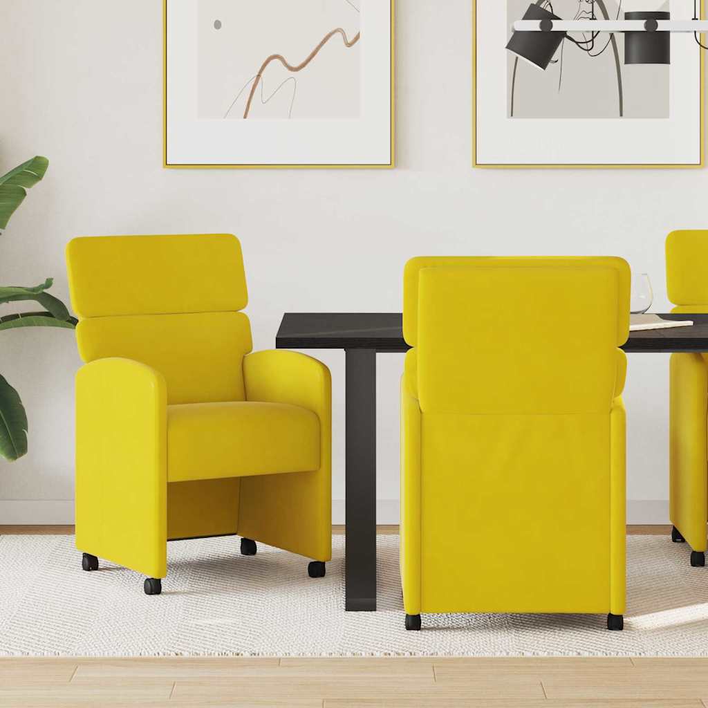 Krzesełka jadalne na kółkach 2 pcs Żółty 58 x 65 x 98 cm vidaXL