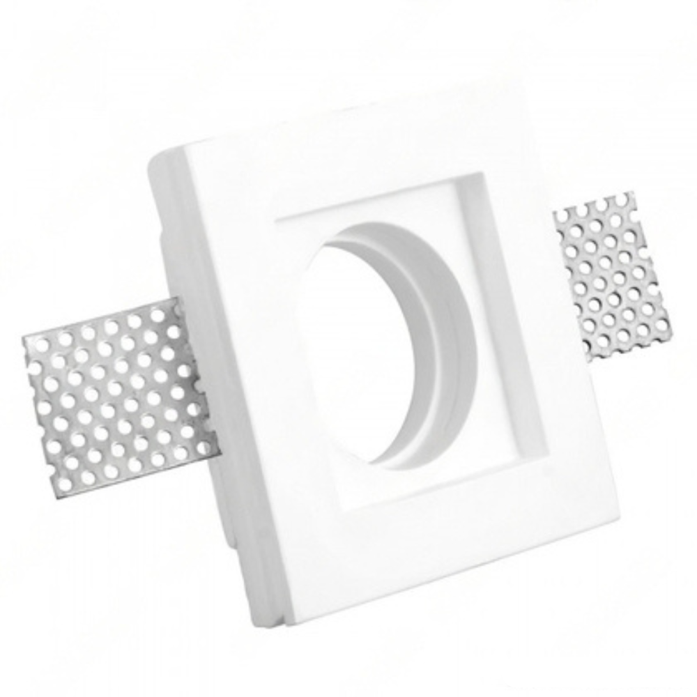 Biały kwadratowy uchwyt do reflektora wpuszczanego w tynk 100x100x30 mm do diod LED GU10 i GU53