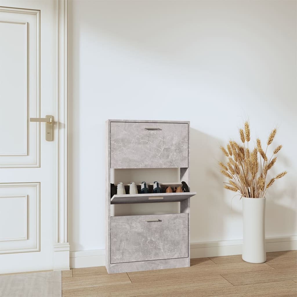 vidaXL Szafka na buty, szarość betonu, 59x17x108 cm