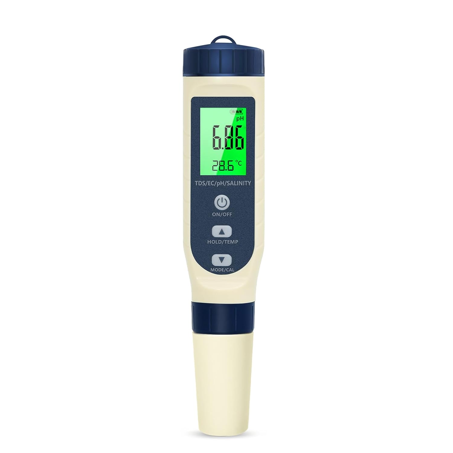 Pehametr, 5 w 1 PH/TDS/EC/Zasolenie/Termometr, Tester pH z wyświetlaczem LCD, automatyczna kompensacja temperatury, elektroniczny pehametr