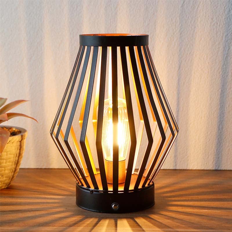 Przenośna lampa LED z metalową klatką, dotykowa lampa nastrojowa do sypialni, na taras, na wydarzenia, w stylu vintage Edison.