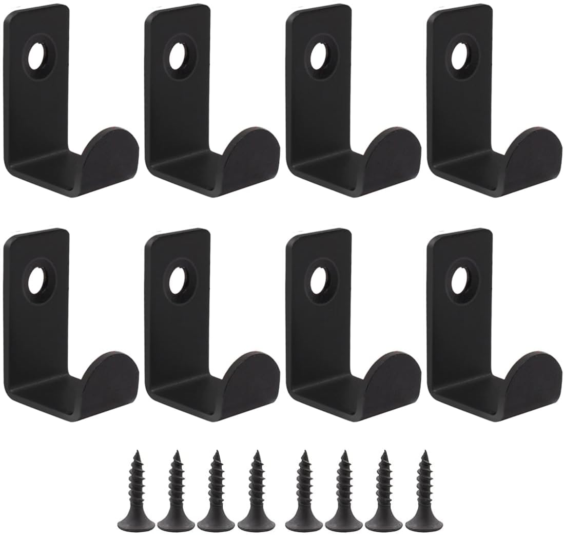 Zestaw 8 metalowych wkręcanych haczyków ściennych do sypialni, łazienki, salonu, wieszaków na ubrania, płaszczy, ręczników i innych rzeczy (czarny)