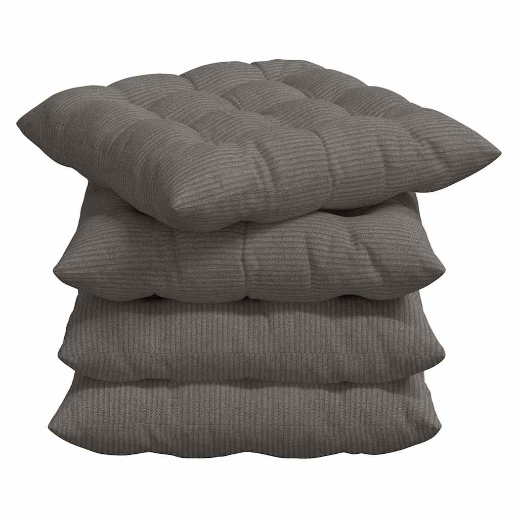 Poduszki na siedziska 4 pcs Tkanina sztruksowa jasnoszary