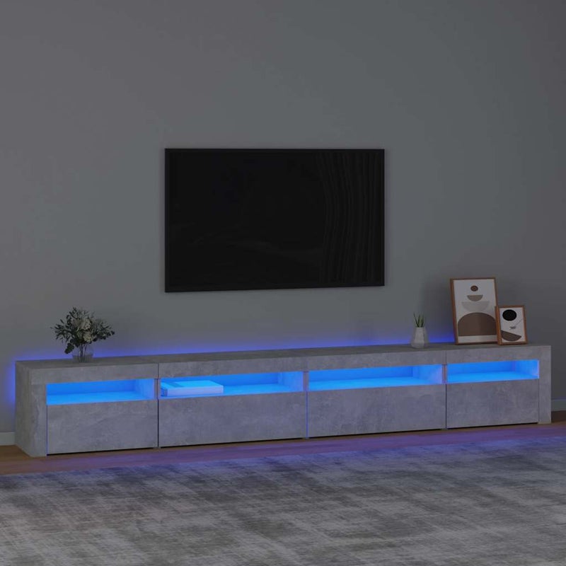 Szafka pod TV z oświetleniem LED, szarość betonu, 270x35x40 cm vidaXL