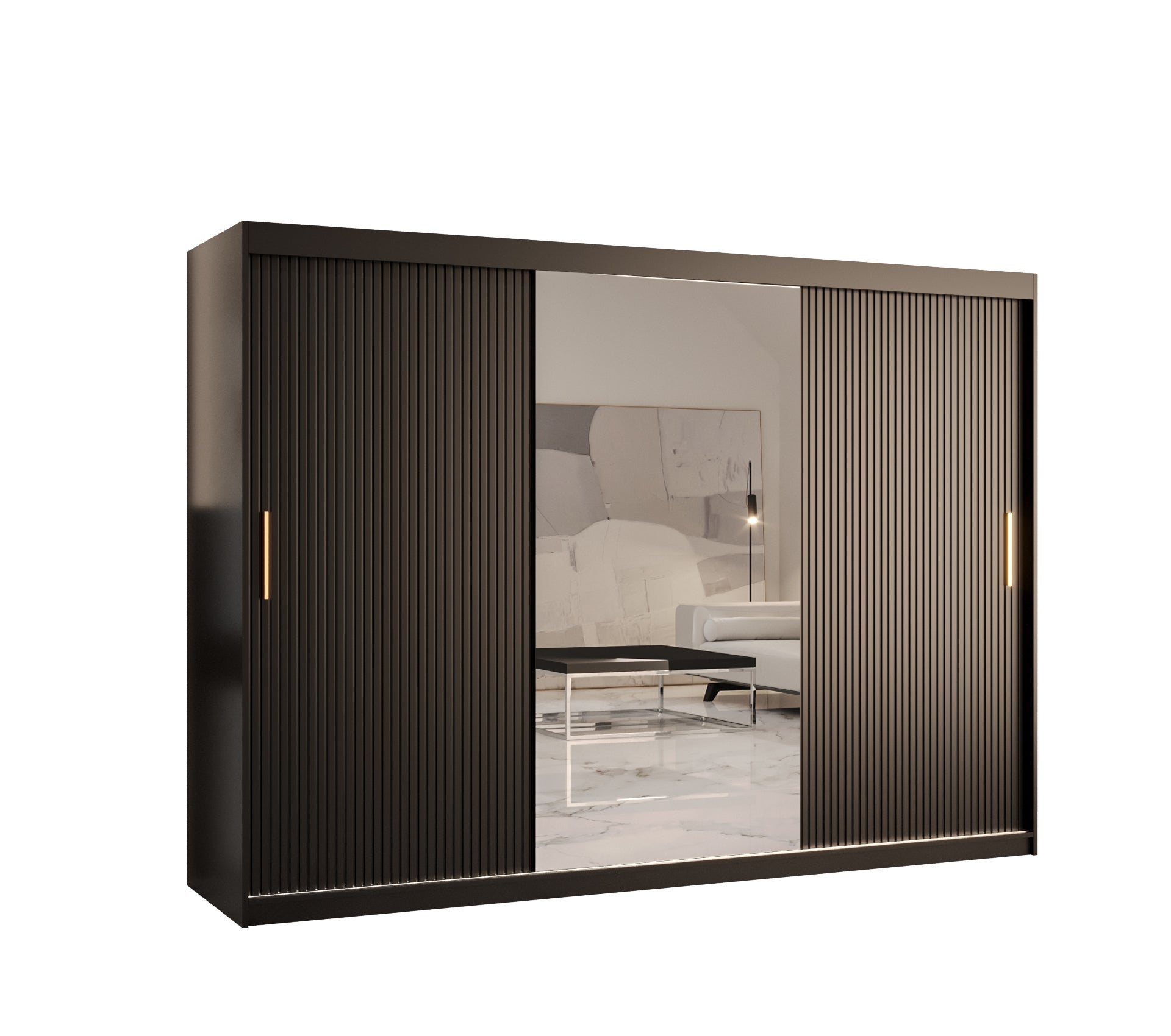 Szafa przesuwna garderoba RIFLO SLIM 2 250 x 62 x 200 cm Czarny - Abiks Meble