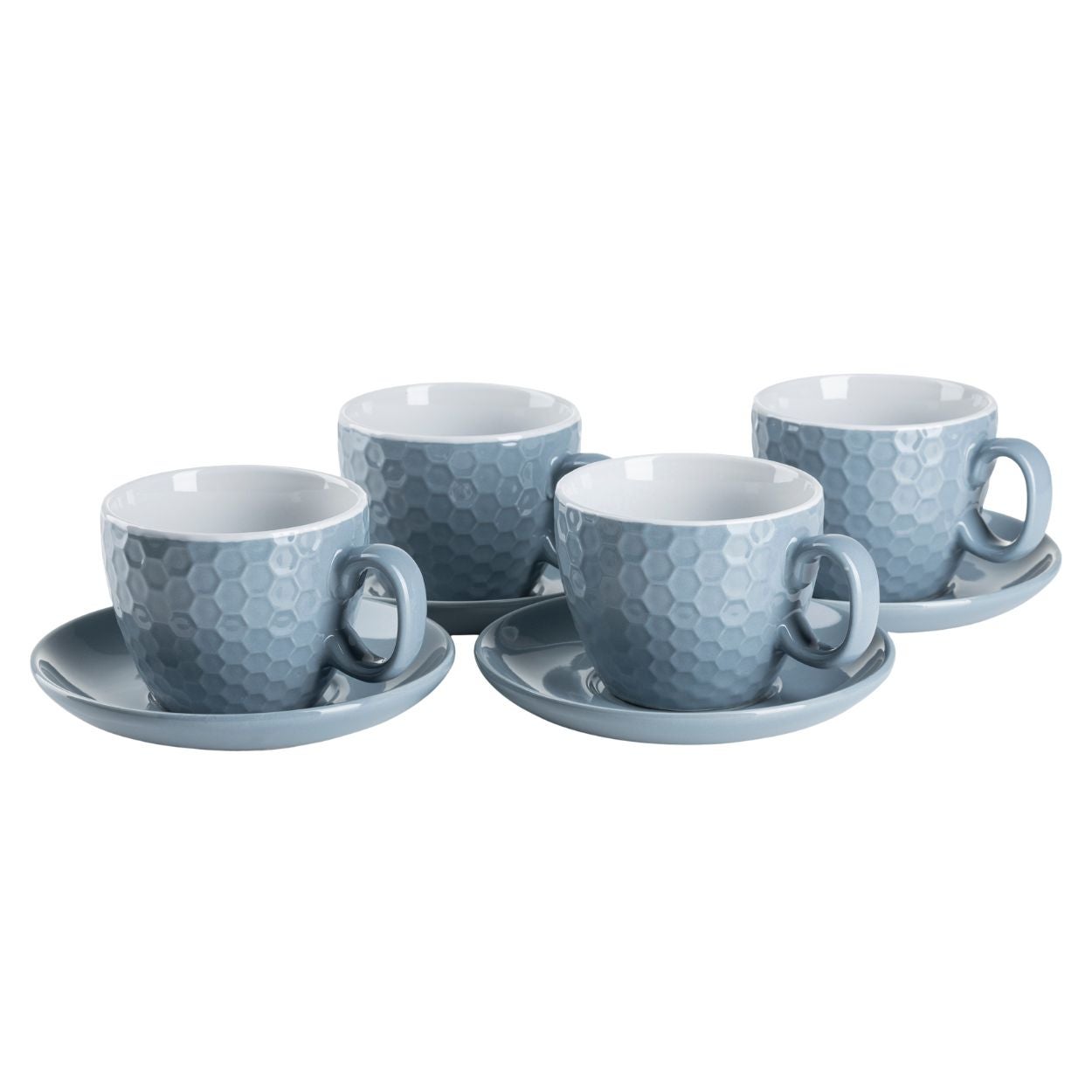 Zestaw 4 filiżanek ze spodkiem HowHomely niebieski 230 ml 14 cm 1 szt.