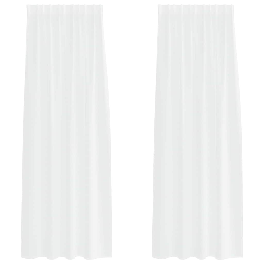 Firany Voile z zasłonami 2 pcs Biały 260 x 140 cm Poliester