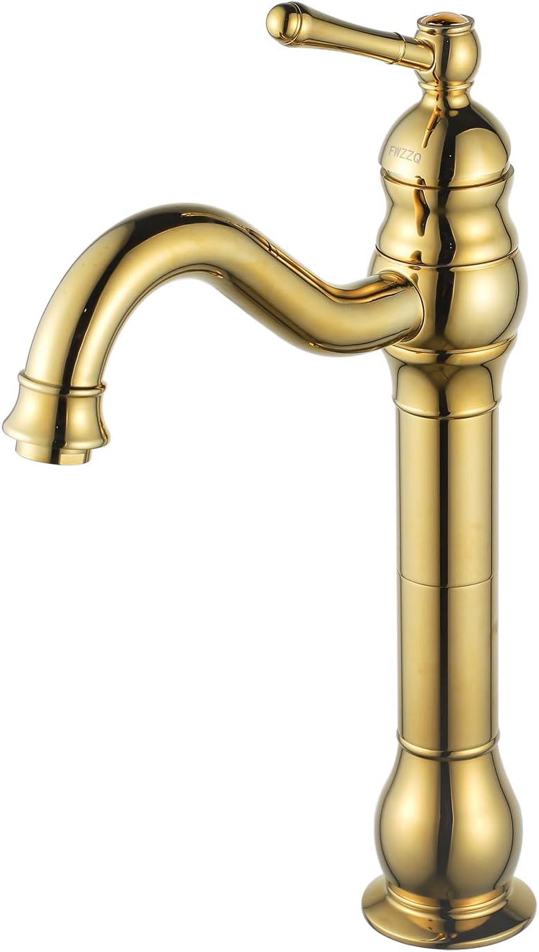Bateria łazienkowa Retro Gold, obrotowa 360°, mosiężna, jednouchwytowa, wysoka bateria mieszająca, elegancki design do umywalki