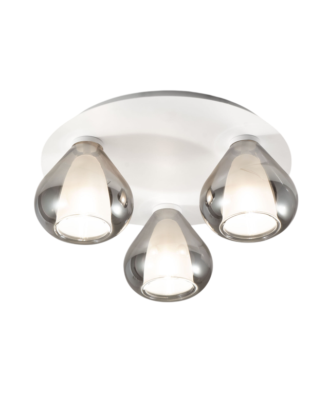 Lila - Okrągła lampa sufitowa śr 40 cm Fabas Luce - Kinkiet z 3 żarówkami LED E27 MAX 40W - Przydymiony