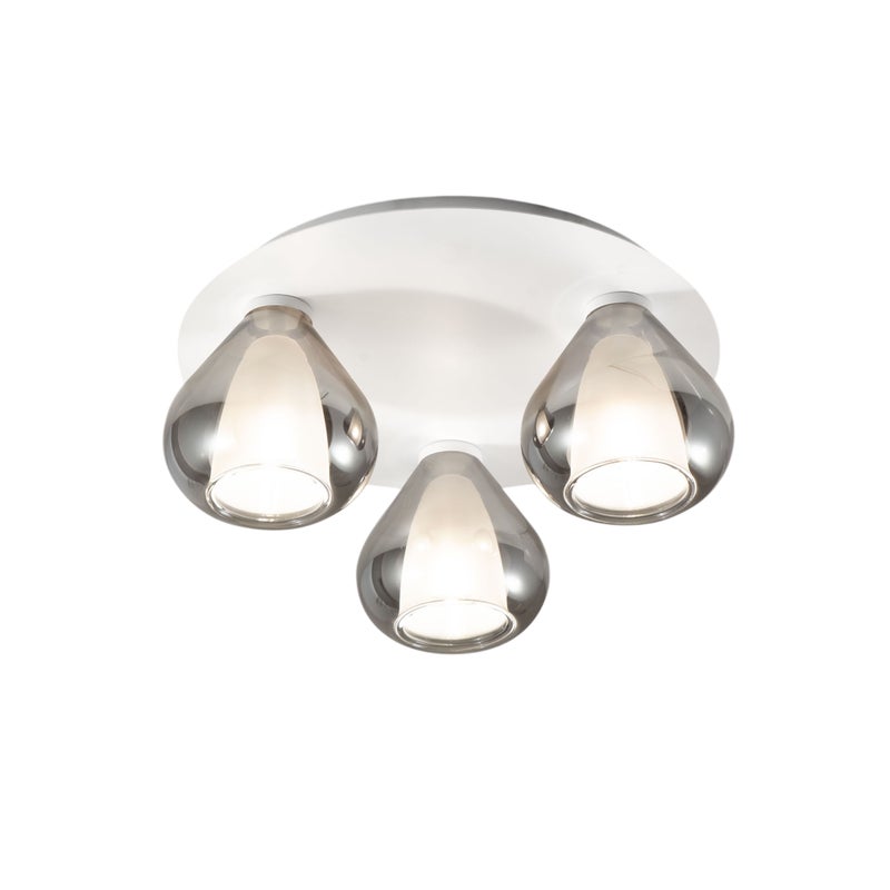 Lila - Okrągła lampa sufitowa śr 40 cm Fabas Luce - Kinkiet z 3 żarówkami LED E27 MAX 40W - Przydymiony