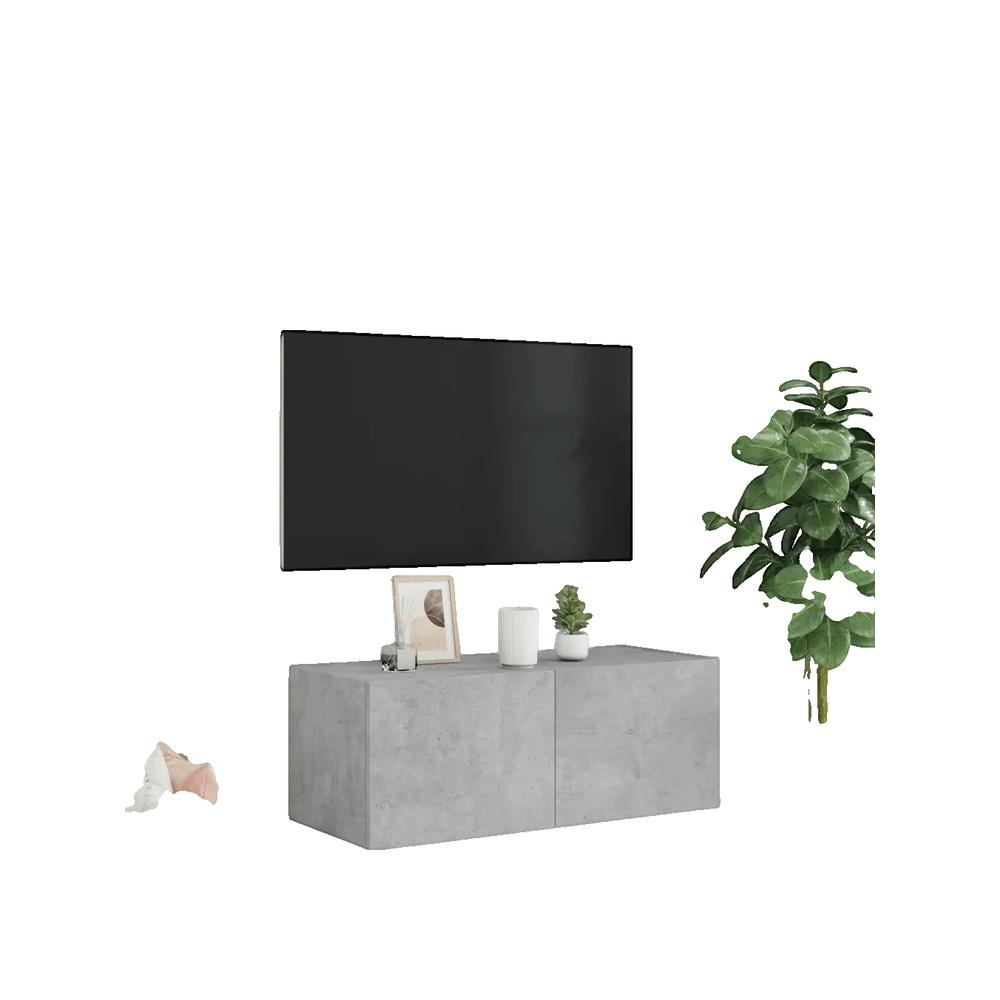 Mebel TV vidaXL z podświetleniem LED szary beton 80x35x31 cm
