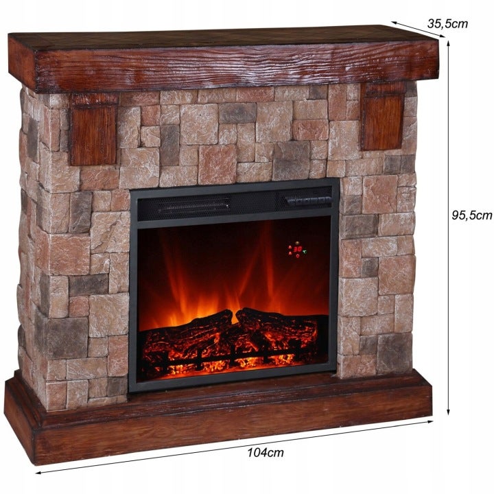 KOMINEK ELEKTRYCZNY EL FUEGO ROCKY MOUNTAIN 1,5kW LED Z FUNKCJĄ GRZANIA !