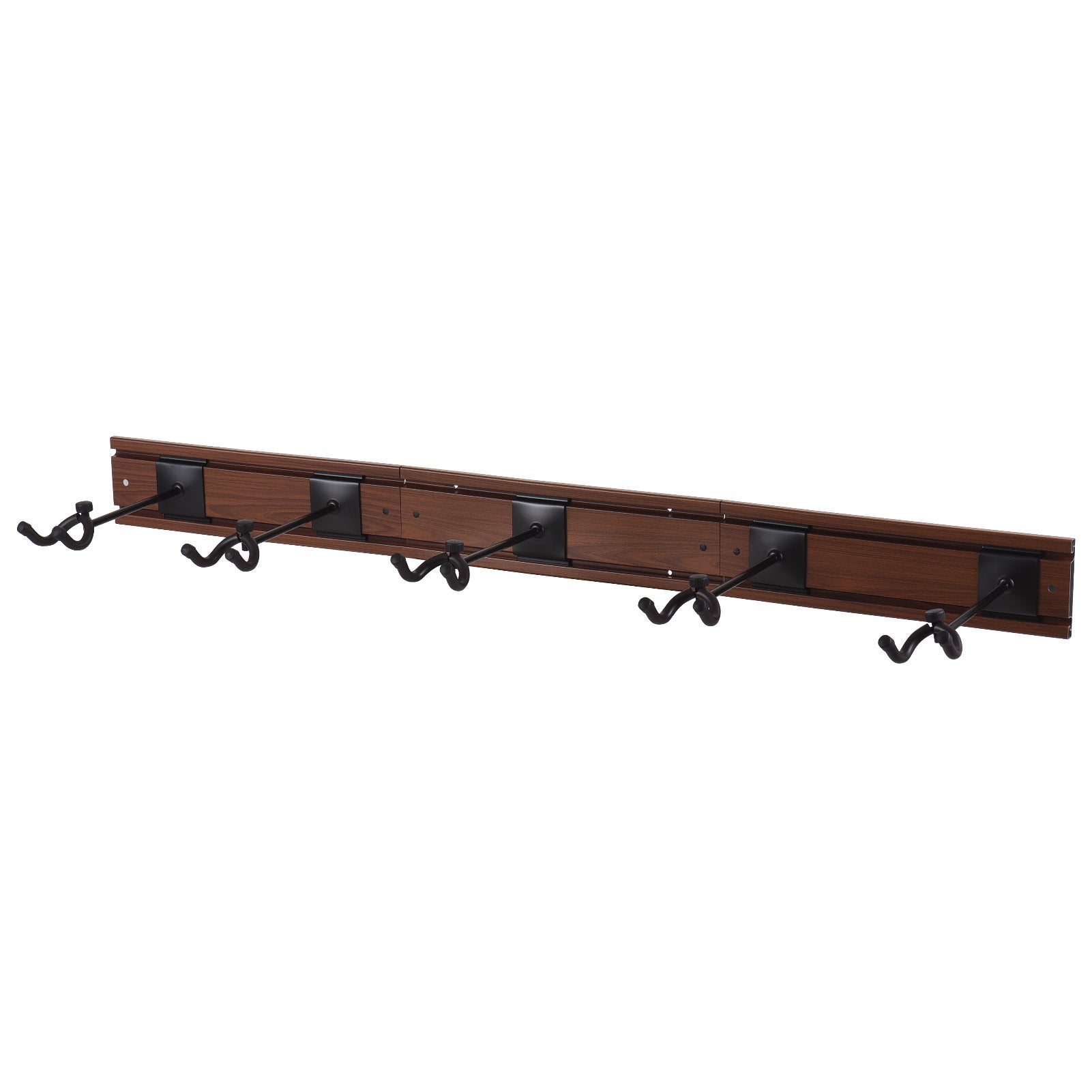 Wieszak ścienny na 5 gitar – aluminiowy, regulowany, do Slatwall. Dla akustycznych, elektrycznych, basowych, skrzypiec, ukulele, banjo.