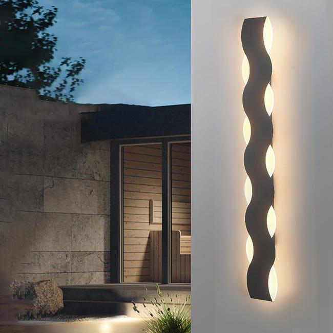 Długa, prosta i nowoczesna lampa zewnętrzna LED do salonu, wodoodporna IP65, czarna, do oświetlenia wewnętrznego (ciepłe światło, 40 cm) (SKU prod