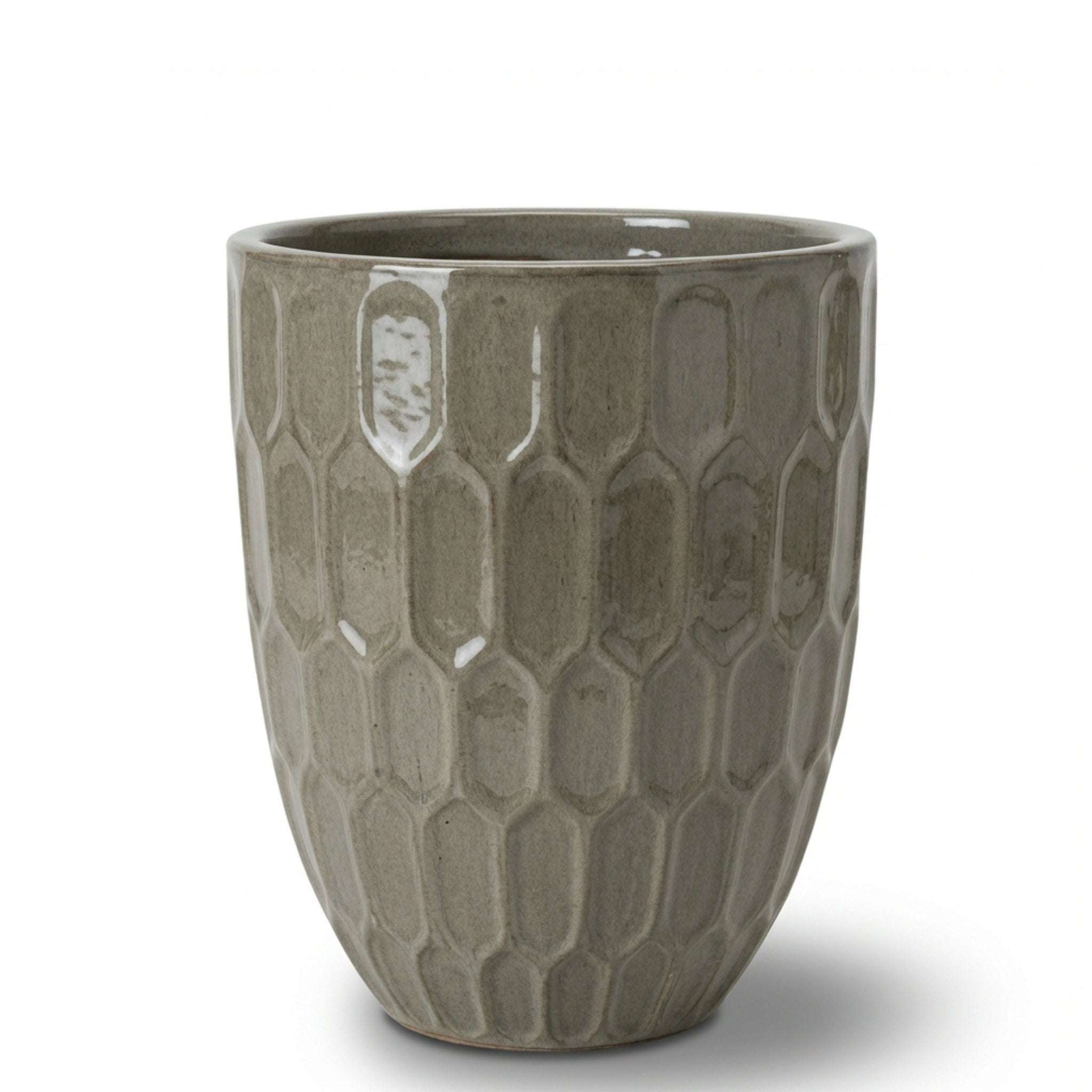 Donica ceramiczna Provencelia DAUDET Beżowy, sred.32 x H40 cm, mrozoodporna, rękodzieło, szkliwiona